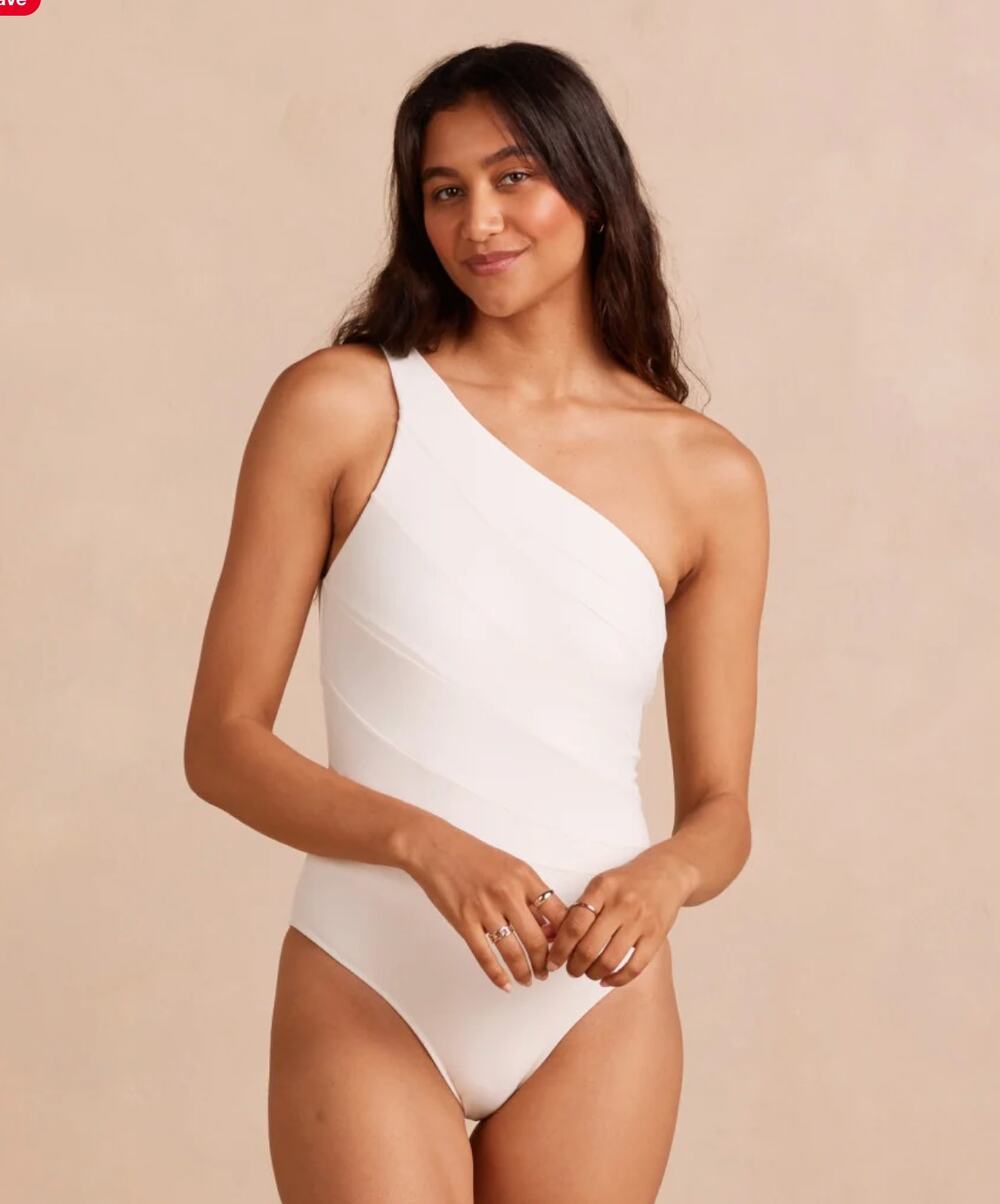 Summersalt The Sidestroke White Sand One Piece Swimsuit Size 16